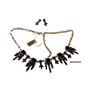 IMAN Global Chic Matching Necklace & Earrings Set Women Color Black & Gold